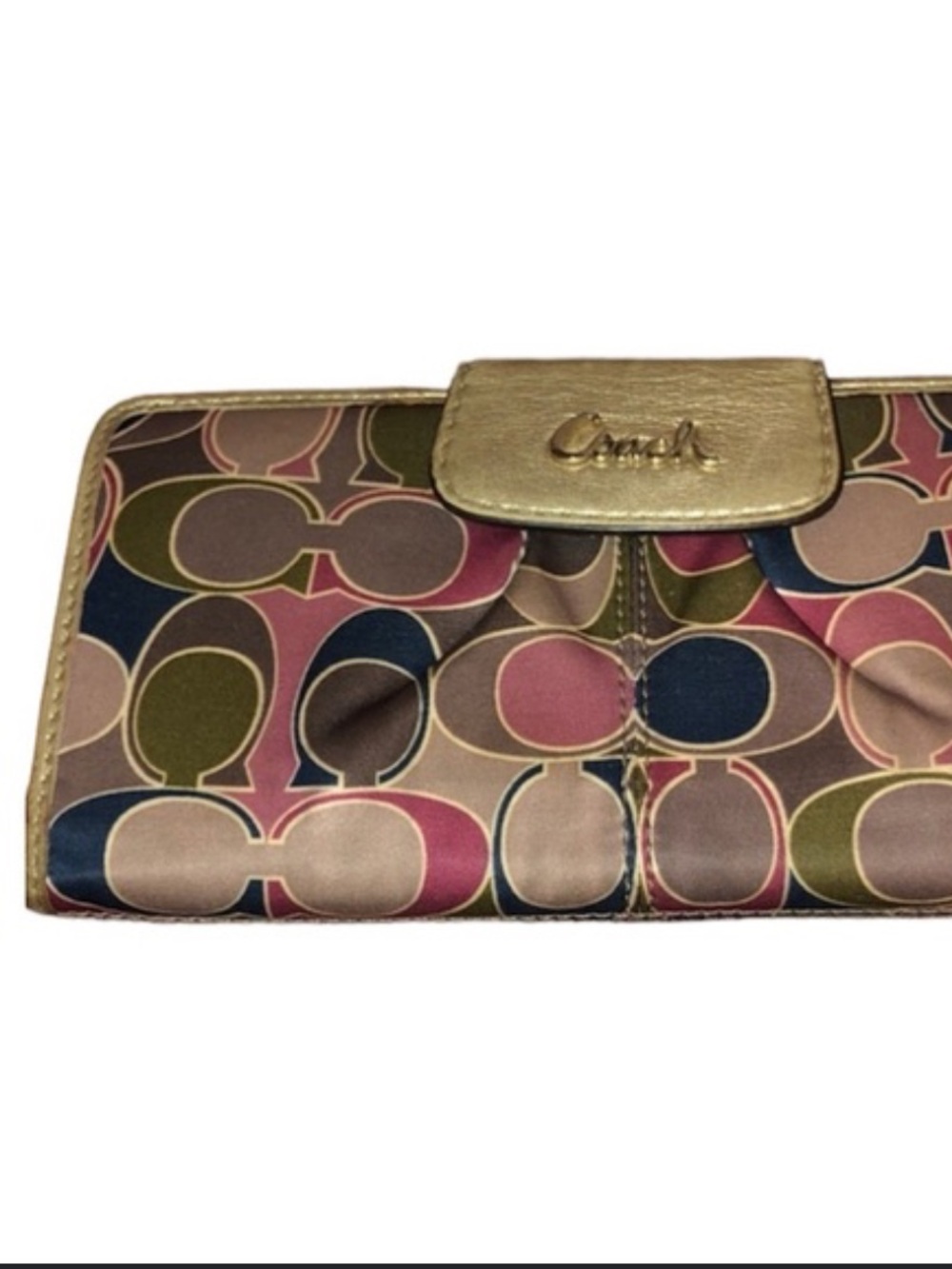 Coach Multicolor Y2K Signature Clutch Wallet with Metallic Gold Snap